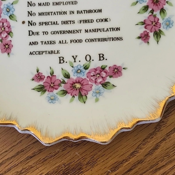 Vintage Guest Rules Plate Made in Japan Ceramic Gold Trim - Picture 6 of 7